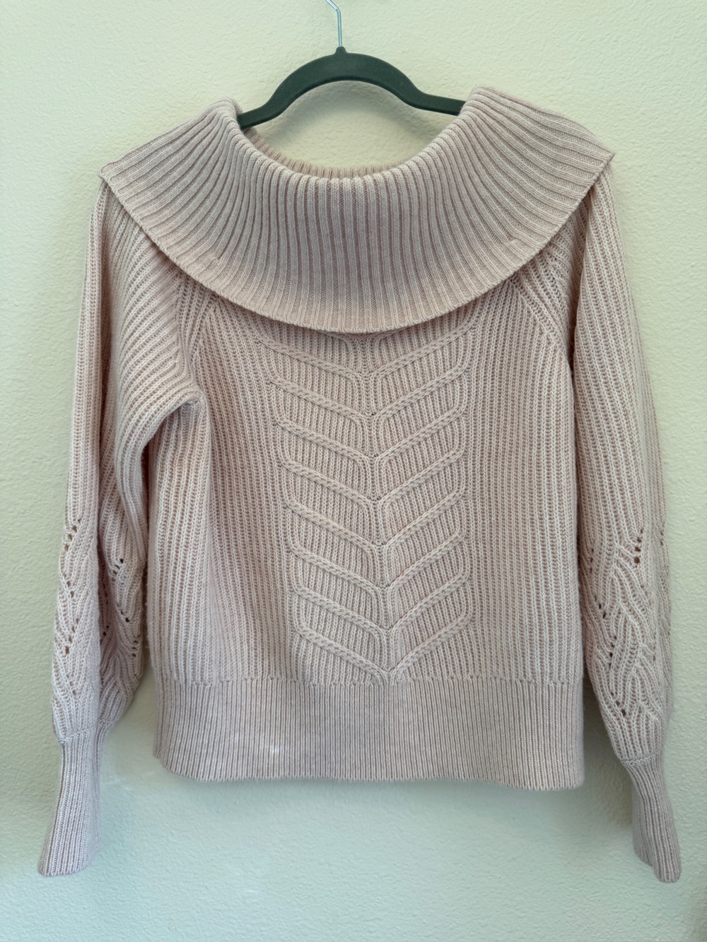 White House Black Market Blush Pink Textured Cowl Neck Sweater Size M